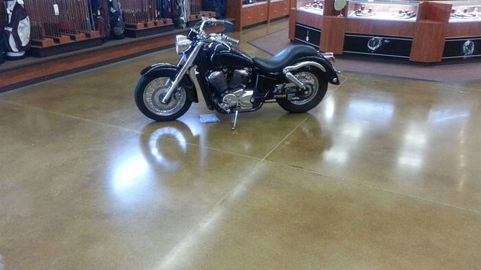 concrete floor with motorcycle.