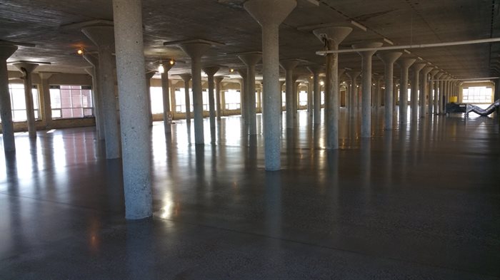 wide shot of and industrial buildings new concrete flooring